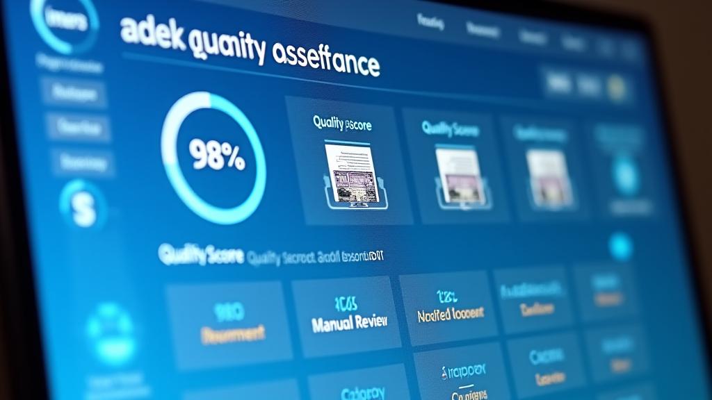 Kvalitātes pārbaudes panelis ar vizuālām norādēm un scoring